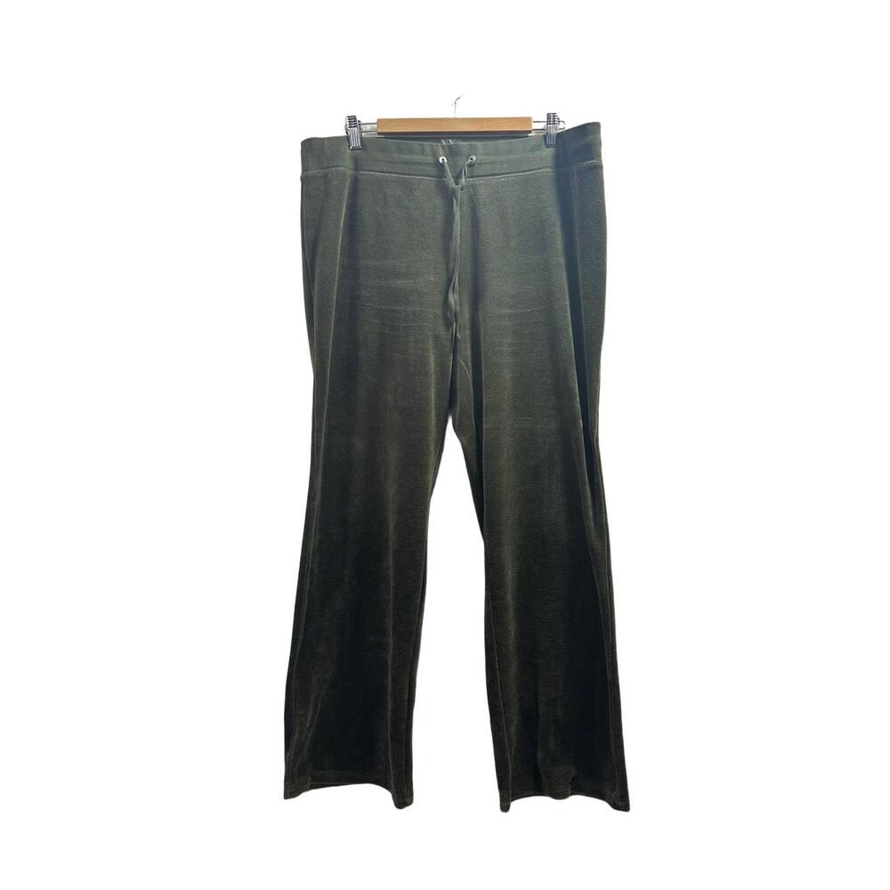 New York And Company Track Pants Womens Size XL Green Velour Velvet Drawstring - Picture 5 of 10
